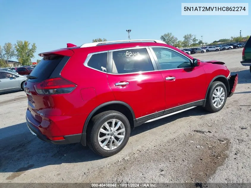 2017 Nissan Rogue Sv/Sl VIN: 5N1AT2MV1HC862274 Lot: 40438848