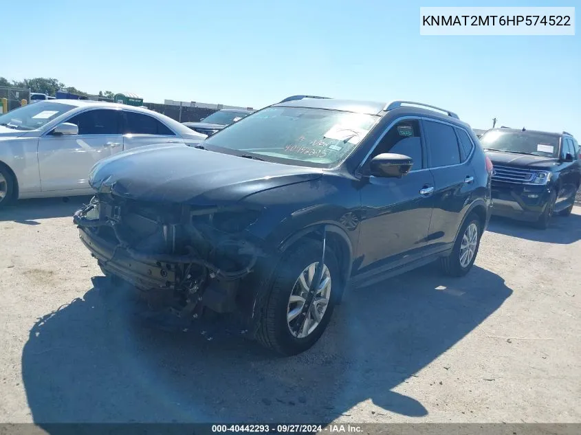 2017 Nissan Rogue Sv VIN: KNMAT2MT6HP574522 Lot: 40442293