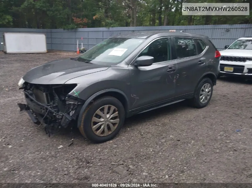 2017 Nissan Rogue S VIN: JN8AT2MVXHW260528 Lot: 40451526