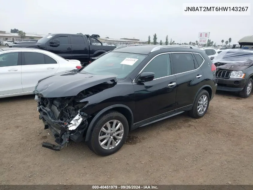 2017 Nissan Rogue S/Sl/Sv VIN: JN8AT2MT6HW143267 Lot: 40451979