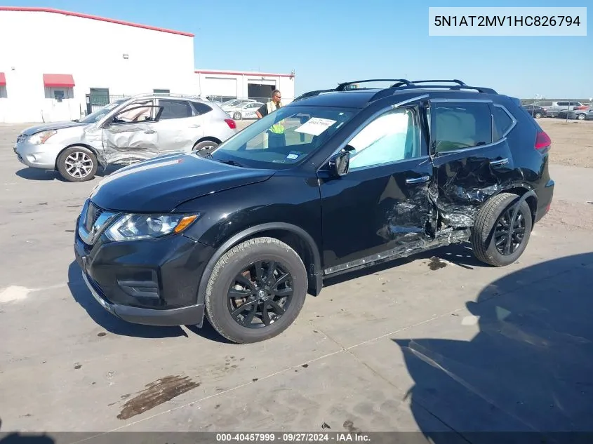 2017 Nissan Rogue Sv VIN: 5N1AT2MV1HC826794 Lot: 40457999