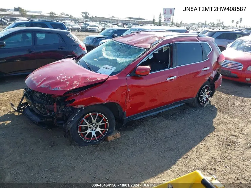 2017 Nissan Rogue Sv VIN: JN8AT2MT2HW408587 Lot: 40464156