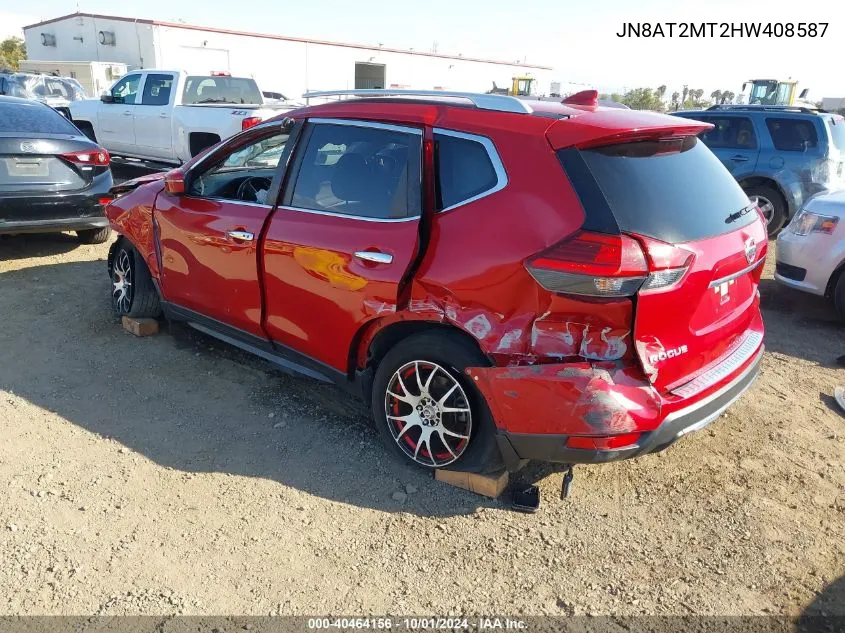 2017 Nissan Rogue Sv VIN: JN8AT2MT2HW408587 Lot: 40464156