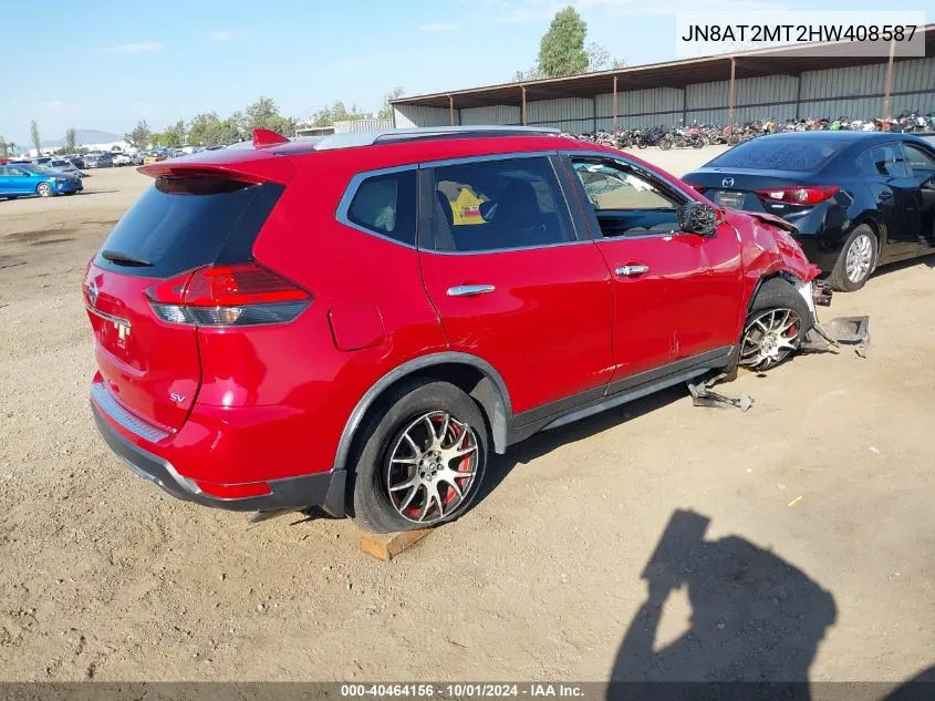 2017 Nissan Rogue Sv VIN: JN8AT2MT2HW408587 Lot: 40464156