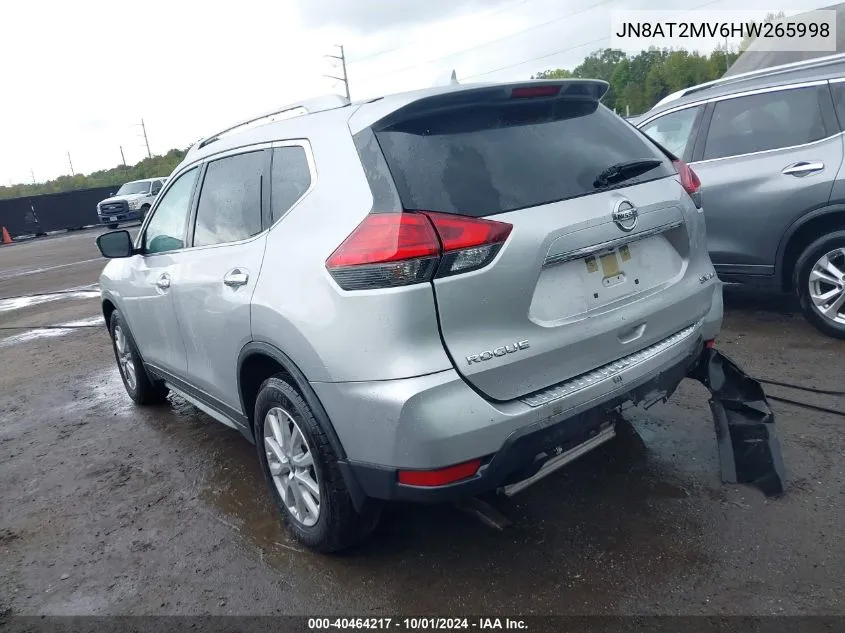 2017 Nissan Rogue Sv VIN: JN8AT2MV6HW265998 Lot: 40464217