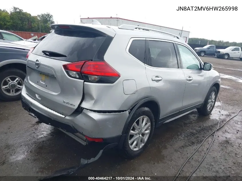 2017 Nissan Rogue Sv VIN: JN8AT2MV6HW265998 Lot: 40464217