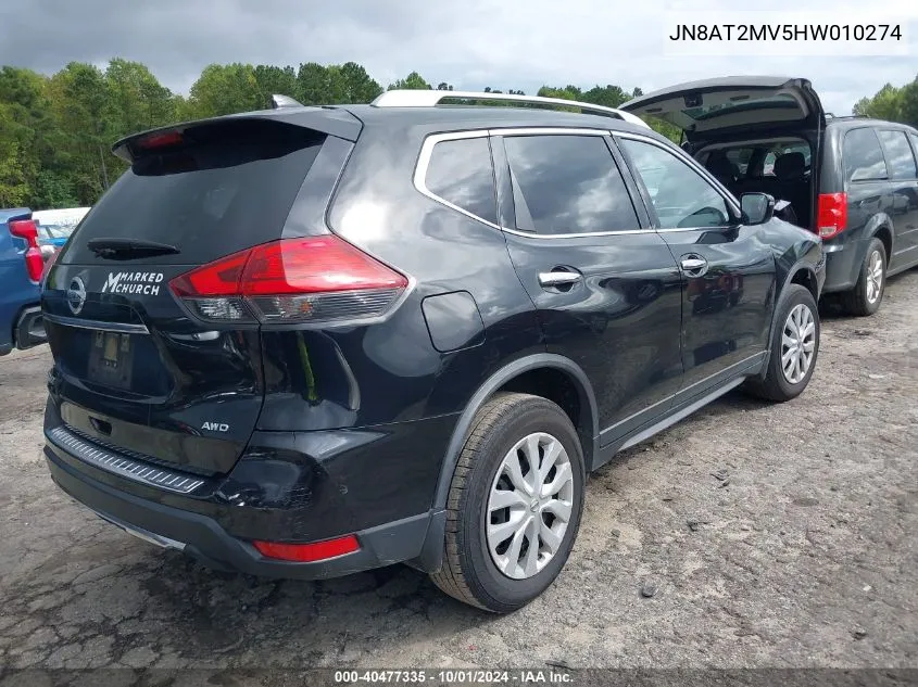 2017 Nissan Rogue S VIN: JN8AT2MV5HW010274 Lot: 40477335