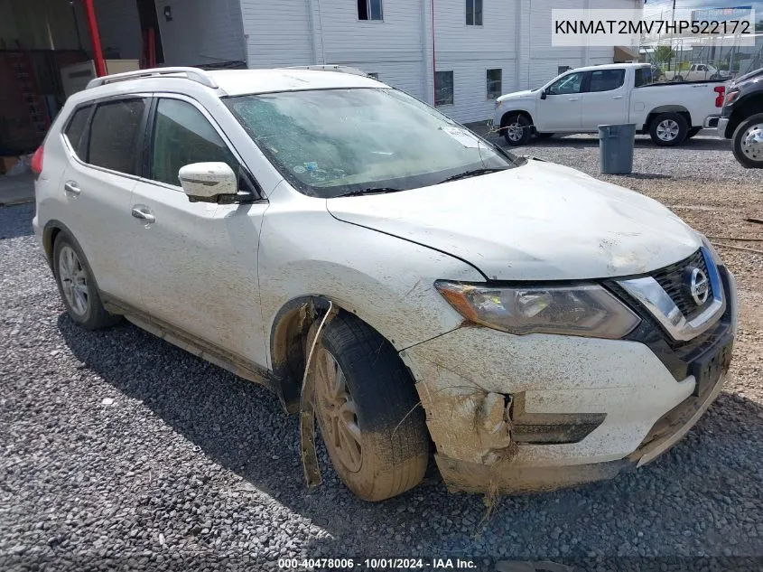 2017 Nissan Rogue Sv VIN: KNMAT2MV7HP522172 Lot: 40478006