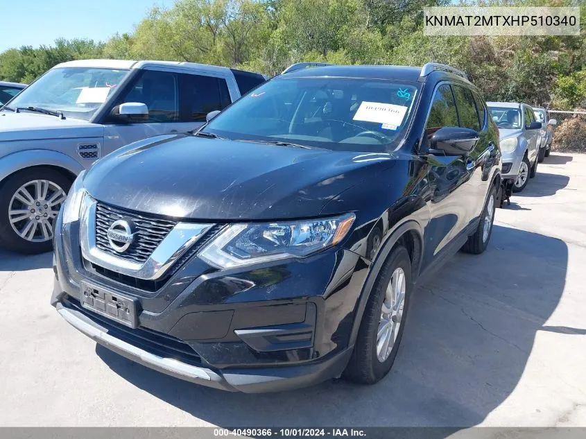 2017 Nissan Rogue Sv VIN: KNMAT2MTXHP510340 Lot: 40490366