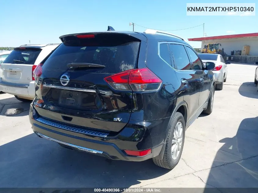 2017 Nissan Rogue Sv VIN: KNMAT2MTXHP510340 Lot: 40490366