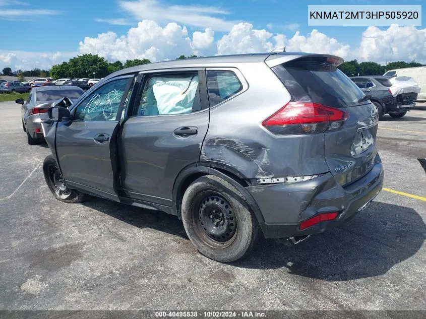 2017 Nissan Rogue S VIN: KNMAT2MT3HP505920 Lot: 40495538