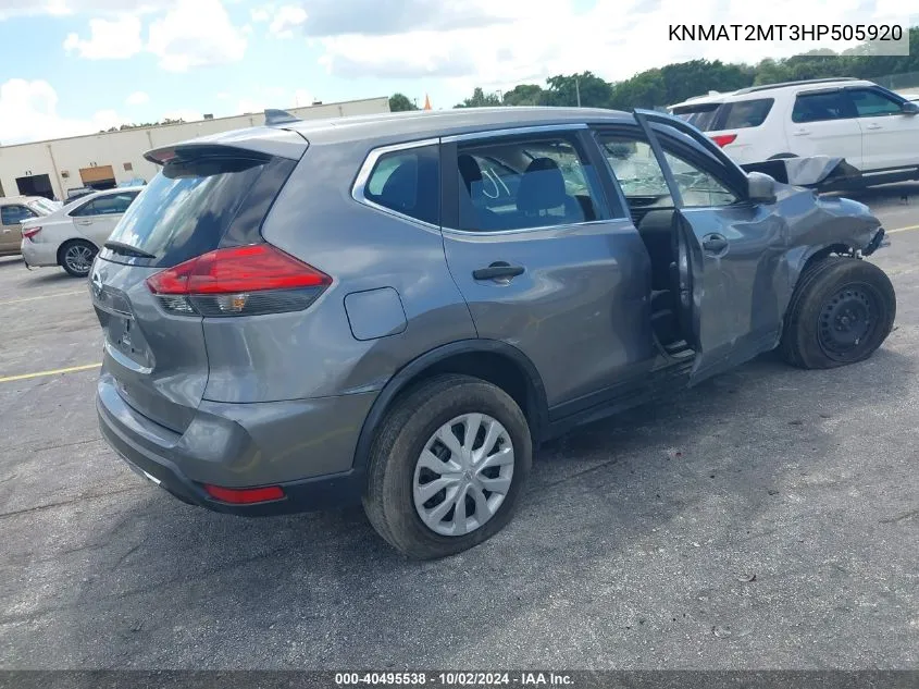 KNMAT2MT3HP505920 2017 Nissan Rogue S