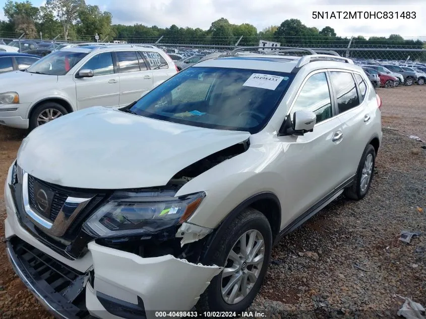 2017 Nissan Rogue Sv VIN: 5N1AT2MT0HC831483 Lot: 40498433