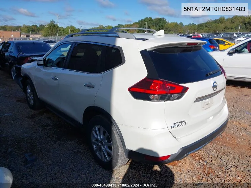 2017 Nissan Rogue Sv VIN: 5N1AT2MT0HC831483 Lot: 40498433