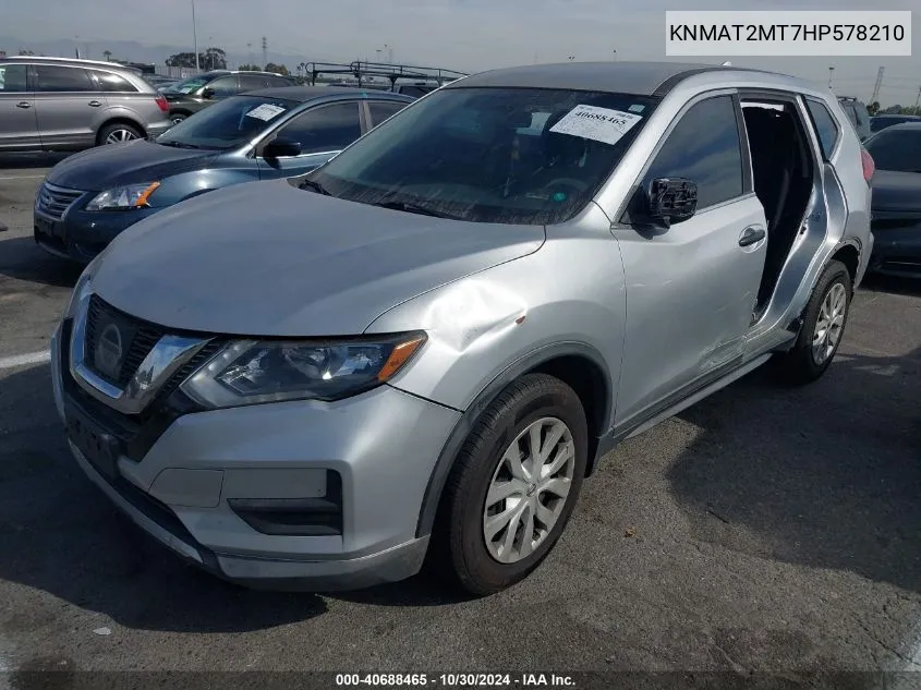 2017 Nissan Rogue S VIN: KNMAT2MT7HP578210 Lot: 40688465