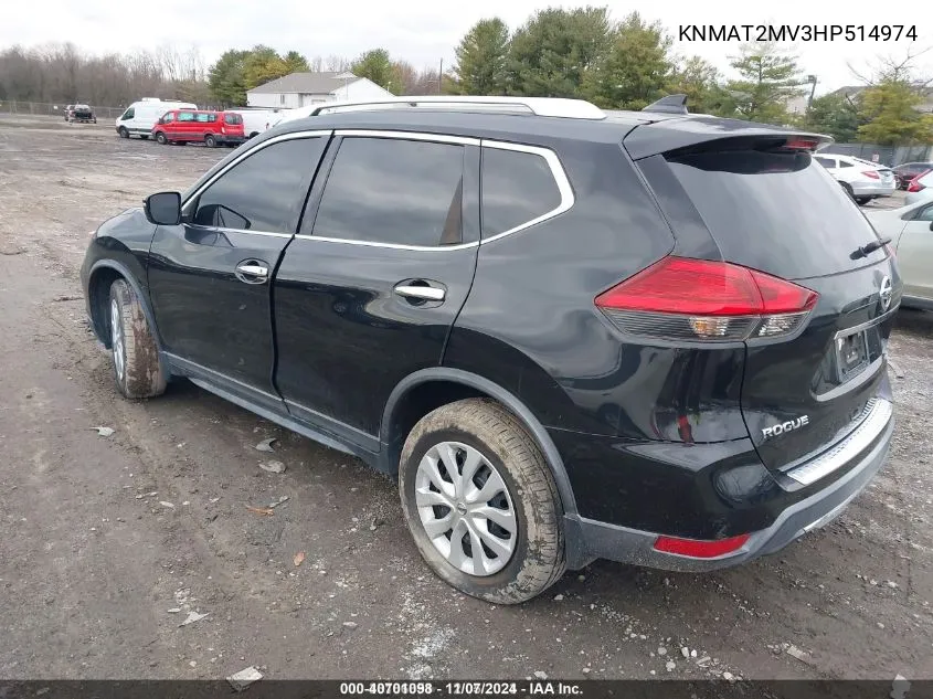 2017 Nissan Rogue S VIN: KNMAT2MV3HP514974 Lot: 40701098