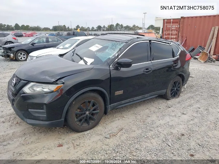 2017 Nissan Rogue Sv VIN: 5N1AT2MT3HC758075 Lot: 40708891