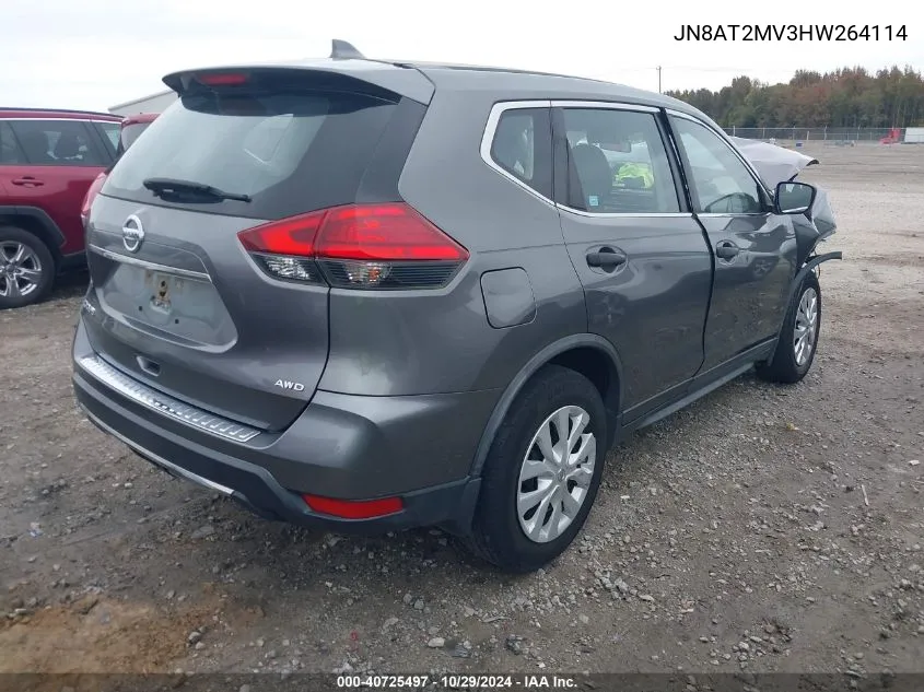 2017 Nissan Rogue S VIN: JN8AT2MV3HW264114 Lot: 40725497