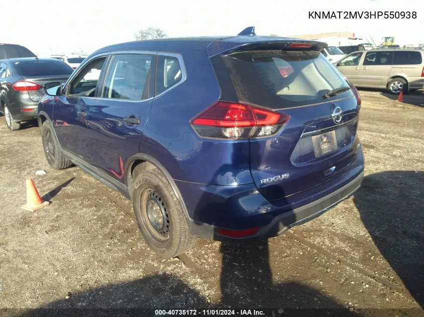 2017 Nissan Rogue S VIN: KNMAT2MV3HP550938 Lot: 40735172