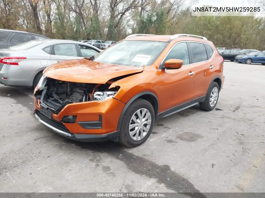 2017 Nissan Rogue S VIN: JN8AT2MV5HW259285 Lot: 40740288