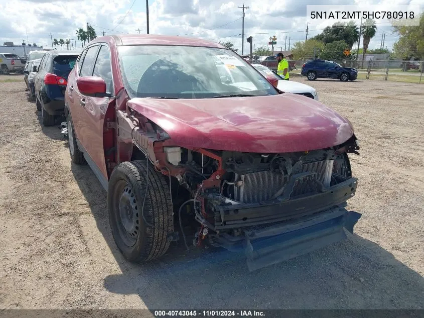 2017 Nissan Rogue S VIN: 5N1AT2MT5HC780918 Lot: 40743045