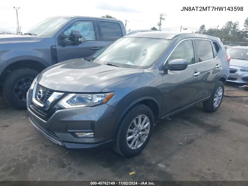 2017 Nissan Rogue Sv VIN: JN8AT2MT7HW143598 Lot: 40762149