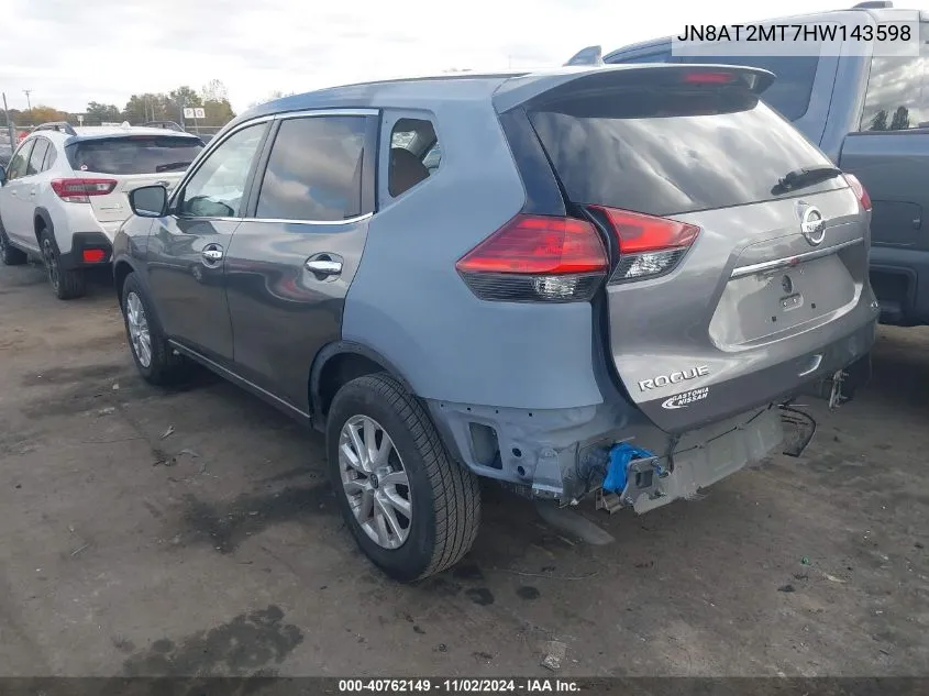 2017 Nissan Rogue Sv VIN: JN8AT2MT7HW143598 Lot: 40762149