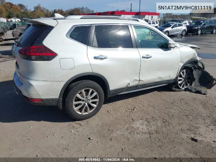 2017 Nissan Rogue Sv VIN: 5N1AT2MV9HC811119 Lot: 40769842