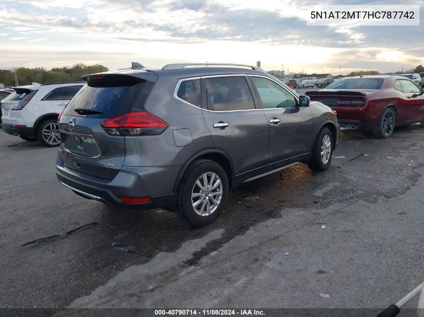 2017 Nissan Rogue Sv VIN: 5N1AT2MT7HC787742 Lot: 40790714