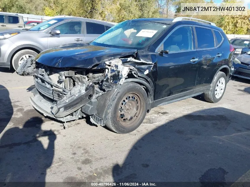 2017 Nissan Rogue S VIN: JN8AT2MT2HW401302 Lot: 40796426