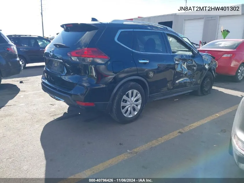 2017 Nissan Rogue S VIN: JN8AT2MT2HW401302 Lot: 40796426