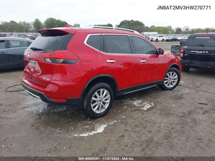 2017 Nissan Rogue Sv VIN: JN8AT2MV3HW270771 Lot: 40800391