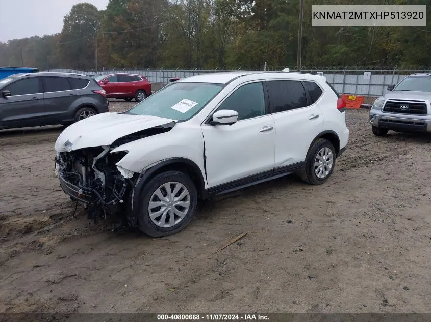 2017 Nissan Rogue S VIN: KNMAT2MTXHP513920 Lot: 40800668