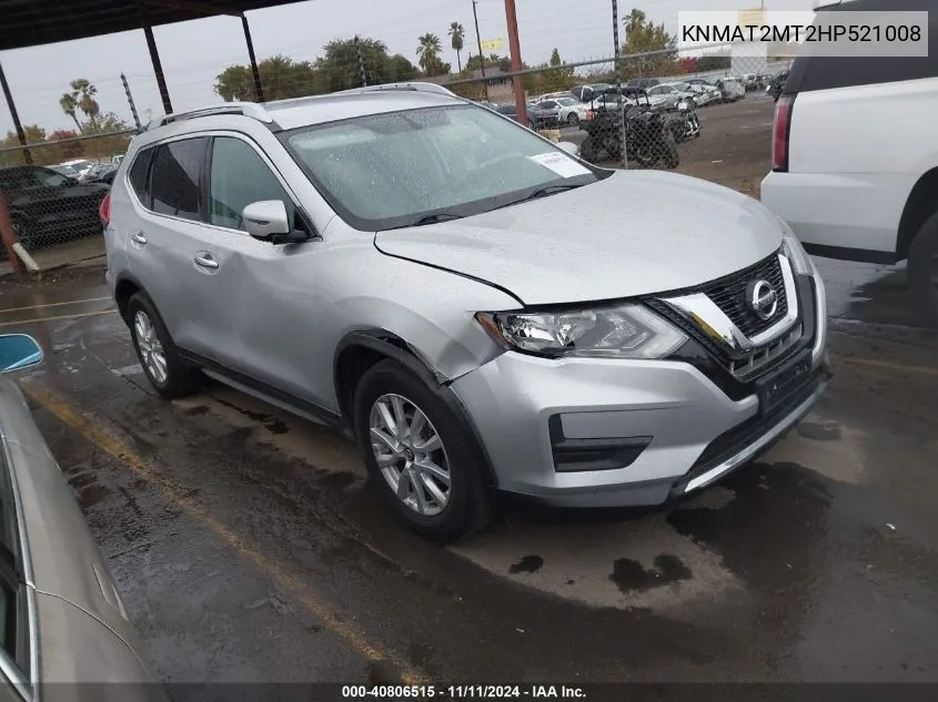 2017 Nissan Rogue Sv VIN: KNMAT2MT2HP521008 Lot: 40806515