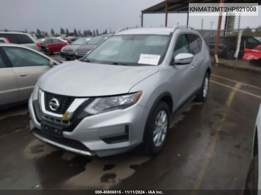 2017 Nissan Rogue Sv VIN: KNMAT2MT2HP521008 Lot: 40806515