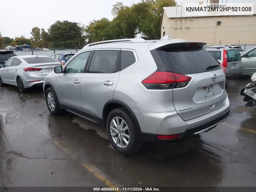 2017 Nissan Rogue Sv VIN: KNMAT2MT2HP521008 Lot: 40806515