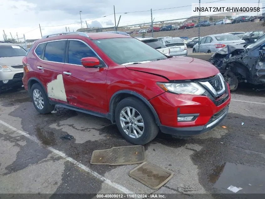 2017 Nissan Rogue Sv VIN: JN8AT2MT4HW400958 Lot: 40809012