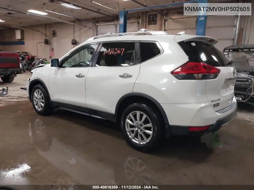 2017 Nissan Rogue Sv VIN: KNMAT2MV0HP502605 Lot: 40816369