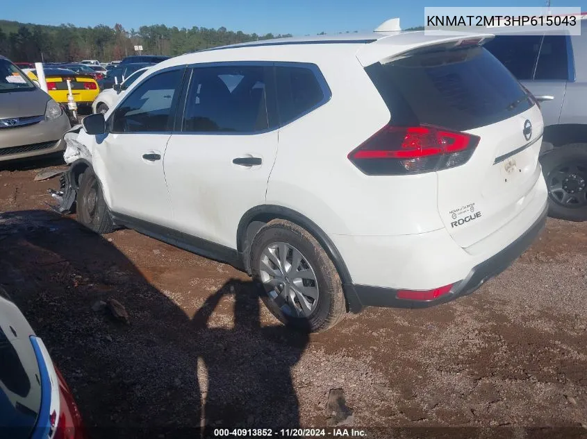 2017 Nissan Rogue S VIN: KNMAT2MT3HP615043 Lot: 40913852