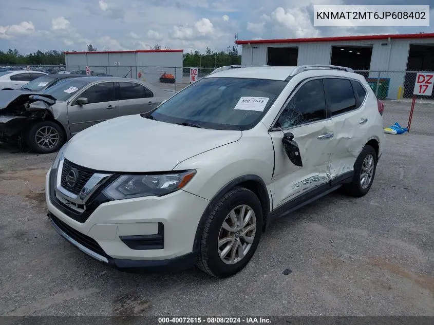 2018 Nissan Rogue Sv VIN: KNMAT2MT6JP608402 Lot: 40072615