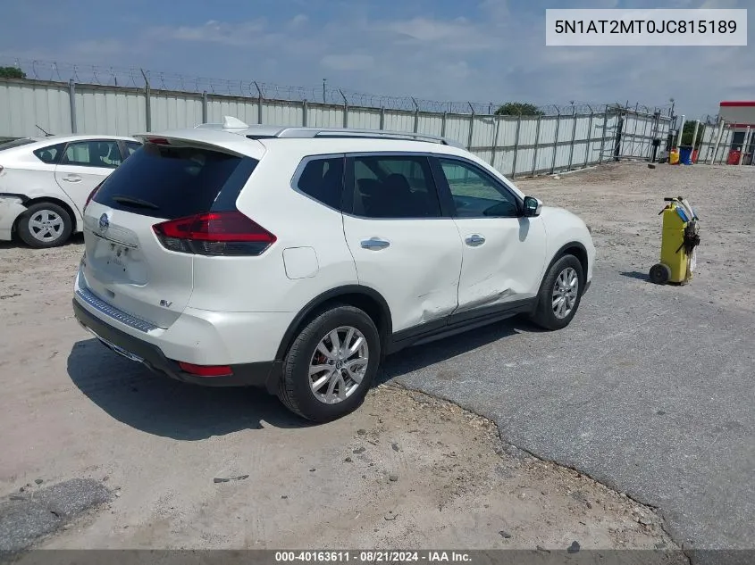 2018 Nissan Rogue Sv VIN: 5N1AT2MT0JC815189 Lot: 40163611