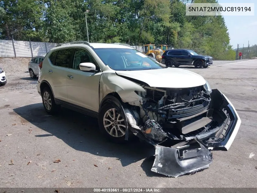 2018 Nissan Rogue Sv VIN: 5N1AT2MV0JC819194 Lot: 40193661