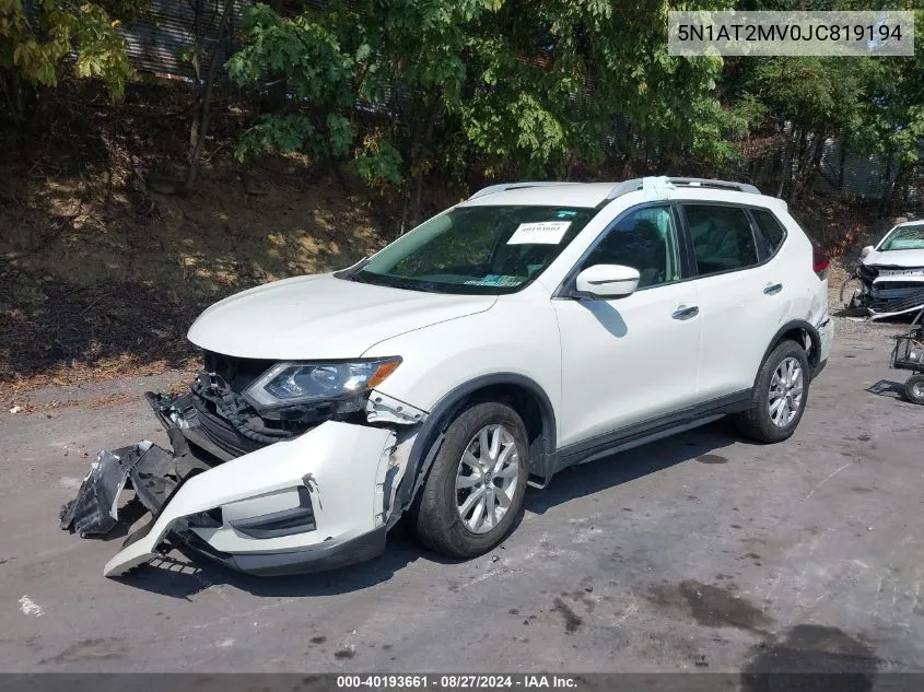 2018 Nissan Rogue Sv VIN: 5N1AT2MV0JC819194 Lot: 40193661