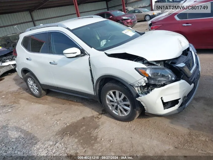 2018 Nissan Rogue Sv VIN: 5N1AT2MV6JC801749 Lot: 40211215