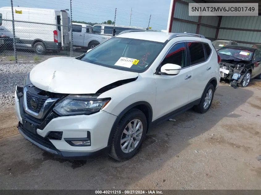 2018 Nissan Rogue Sv VIN: 5N1AT2MV6JC801749 Lot: 40211215