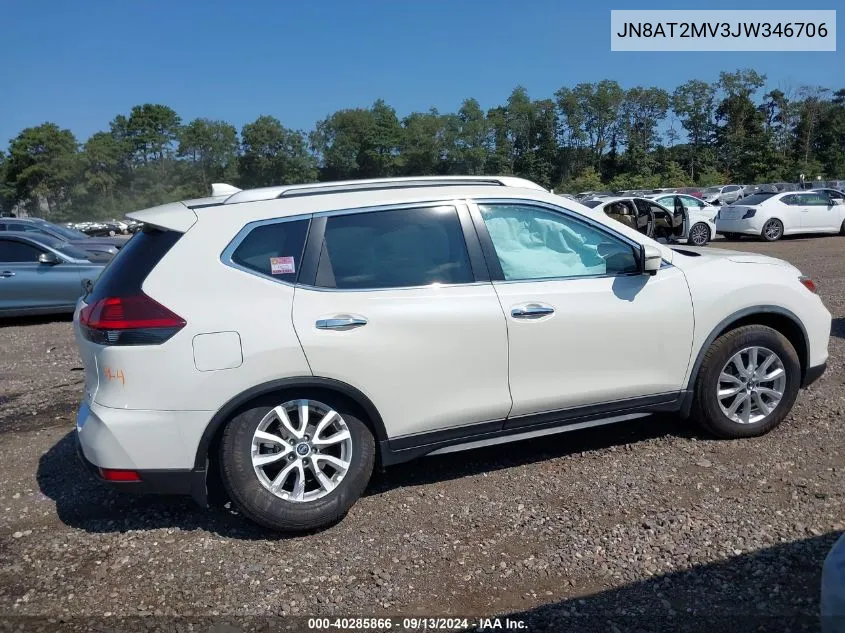 2018 Nissan Rogue S/Sl/Sv VIN: JN8AT2MV3JW346706 Lot: 40285866