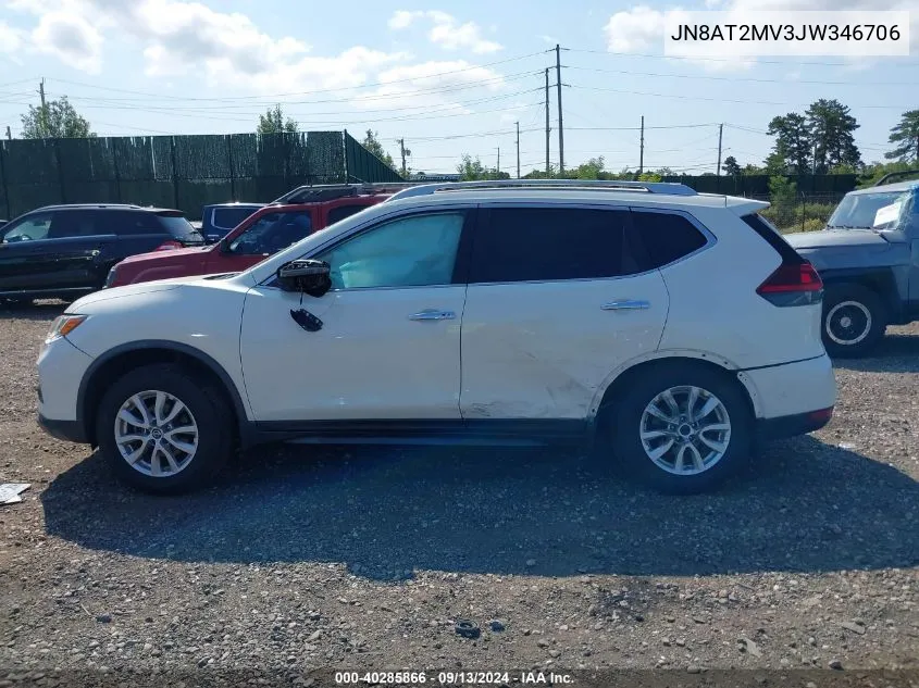 2018 Nissan Rogue S/Sl/Sv VIN: JN8AT2MV3JW346706 Lot: 40285866