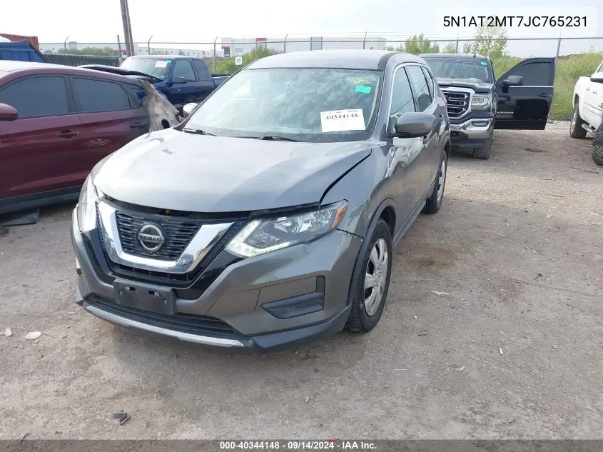 2018 Nissan Rogue S VIN: 5N1AT2MT7JC765231 Lot: 40344148