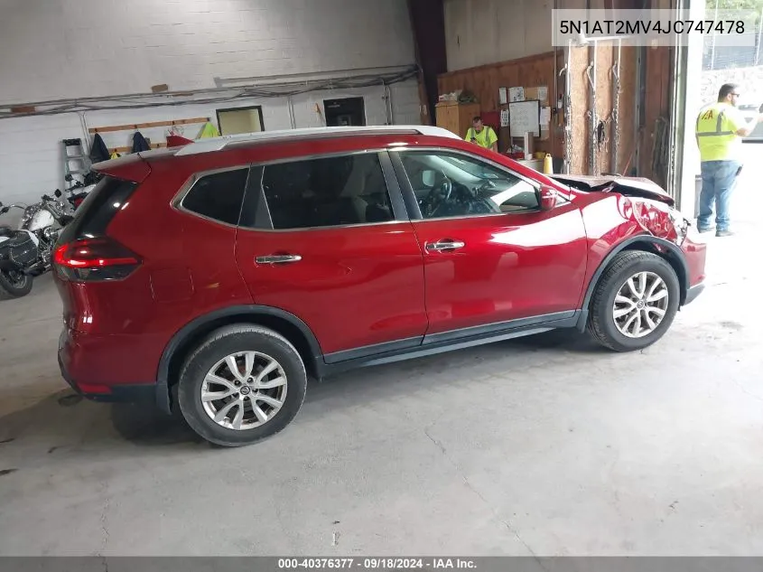 2018 Nissan Rogue Sv VIN: 5N1AT2MV4JC747478 Lot: 40376377