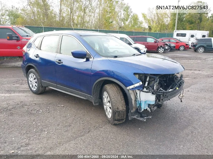 2018 Nissan Rogue S VIN: 5N1AT2MV6JC827543 Lot: 40412665